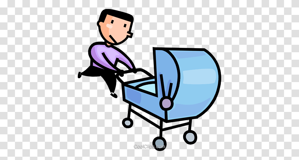 Father Pushing A Stroller Royalty Free Vector Clip Art, Washing, Cleaning, Outdoors, Transportation Transparent Png