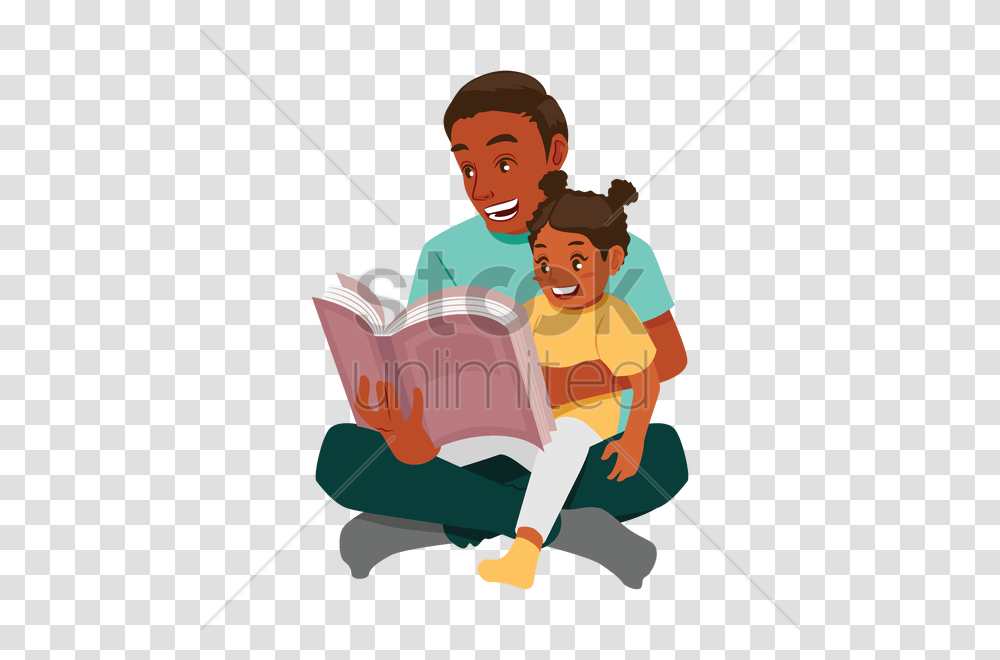 Father Reading To Daughter Vector Image, Person, Adventure, Leisure Activities, Fishing Transparent Png