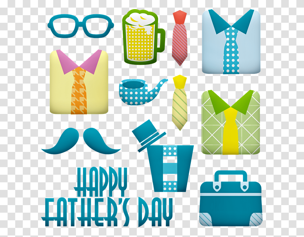 Father's Day Shirts Tie Beer Briefcase Glasses Corbatas Dia Del Padre, Accessories, Cup, Necktie Transparent Png