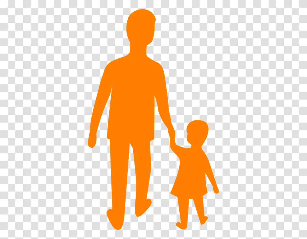 Father Son Daughter Silhouette, Hand, Standing, Family Transparent Png