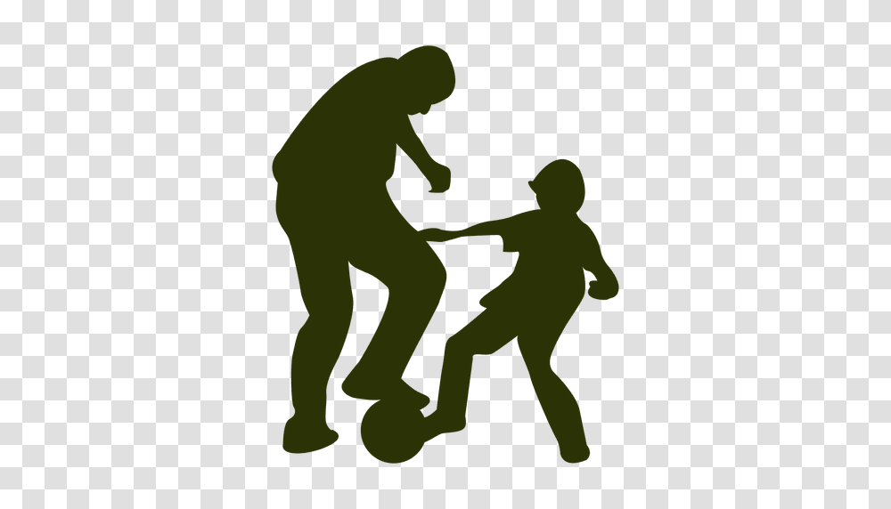 Father Son Playing Football Silhouette, Person, Pedestrian, Hand, People Transparent Png