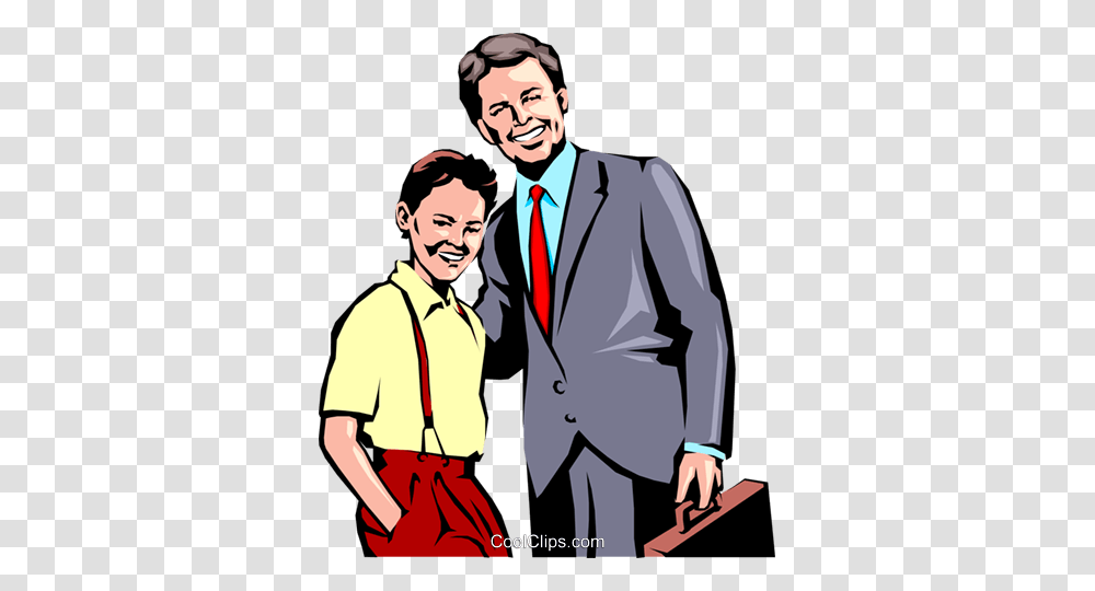Father Son Royalty Free Vector Clip Art Illustration, Person, Suit, Overcoat Transparent Png