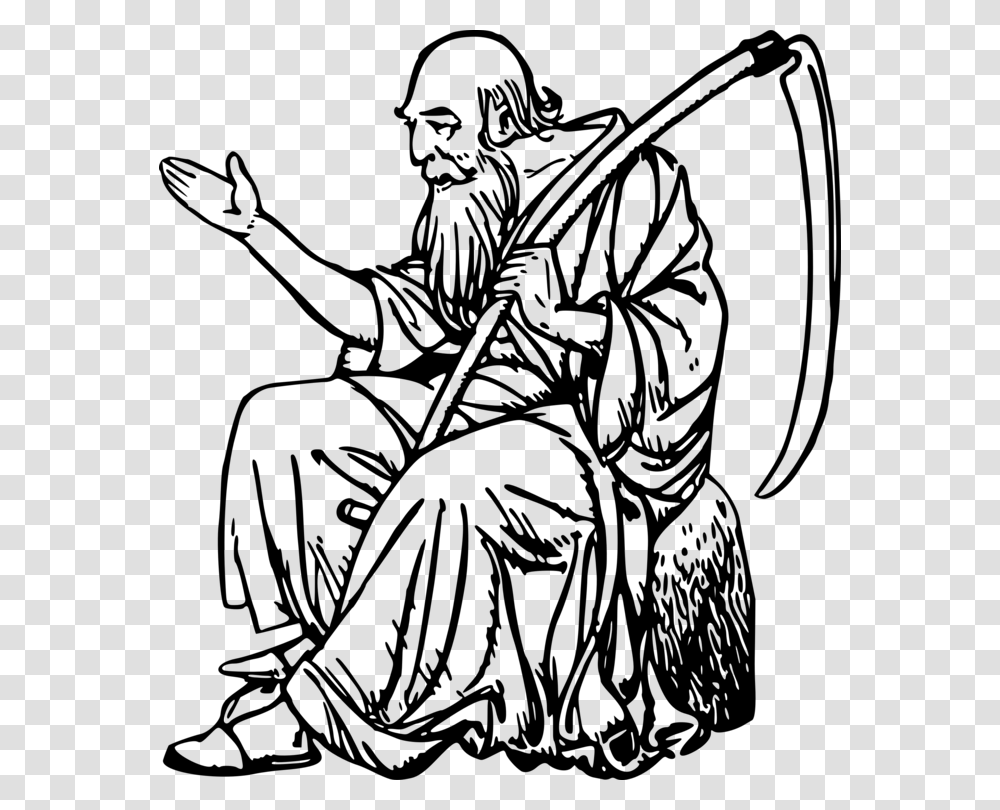 Father Time Drawing, Gray, World Of Warcraft Transparent Png