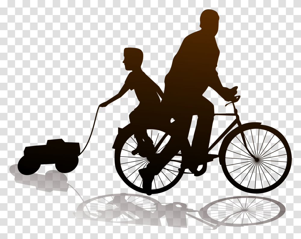Fathers Son Mother Father And Riding A Dad And Son Bicycle Tattoo, Vehicle, Transportation, Bike, Wheel Transparent Png