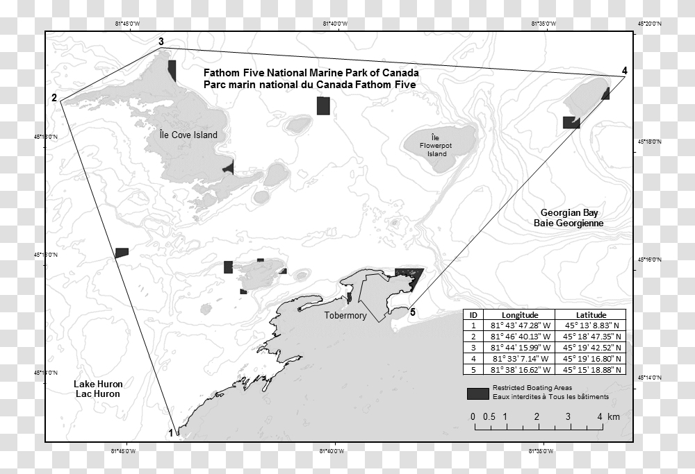 Fathom Five National Marine Park Map, Plot, Diagram, Atlas Transparent Png