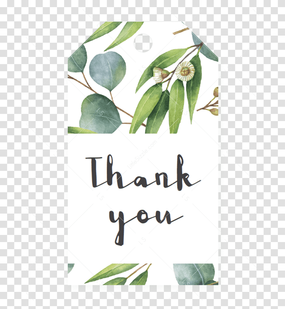 Favor Tags With Watercolor Leaves Thank You Tag Greenery, Text, Plant, Handwriting, Flower Transparent Png