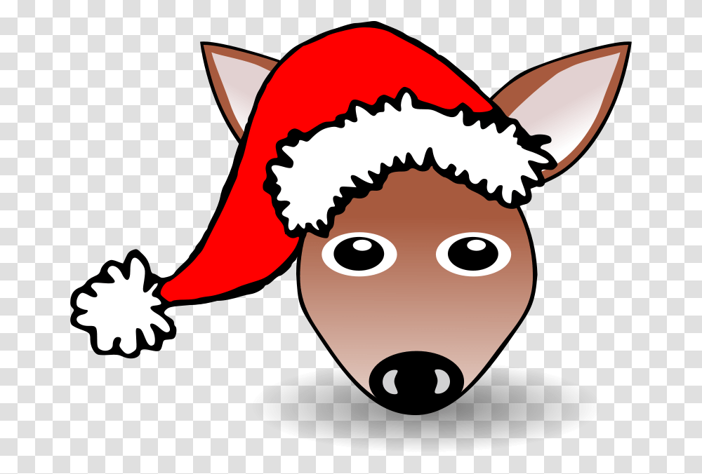 Fawn 01 Face Cartoon With Santa Hat, Animals, Label, Plant Transparent Png