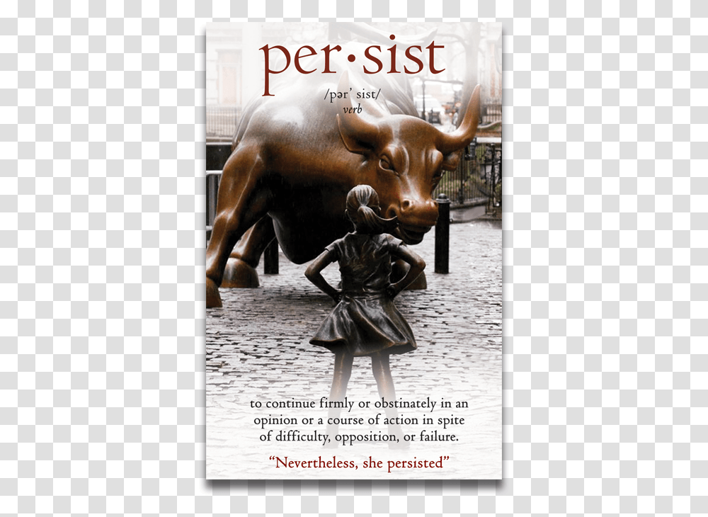 Fearless Girl Wall Street, Bull, Mammal, Animal, Person Transparent Png