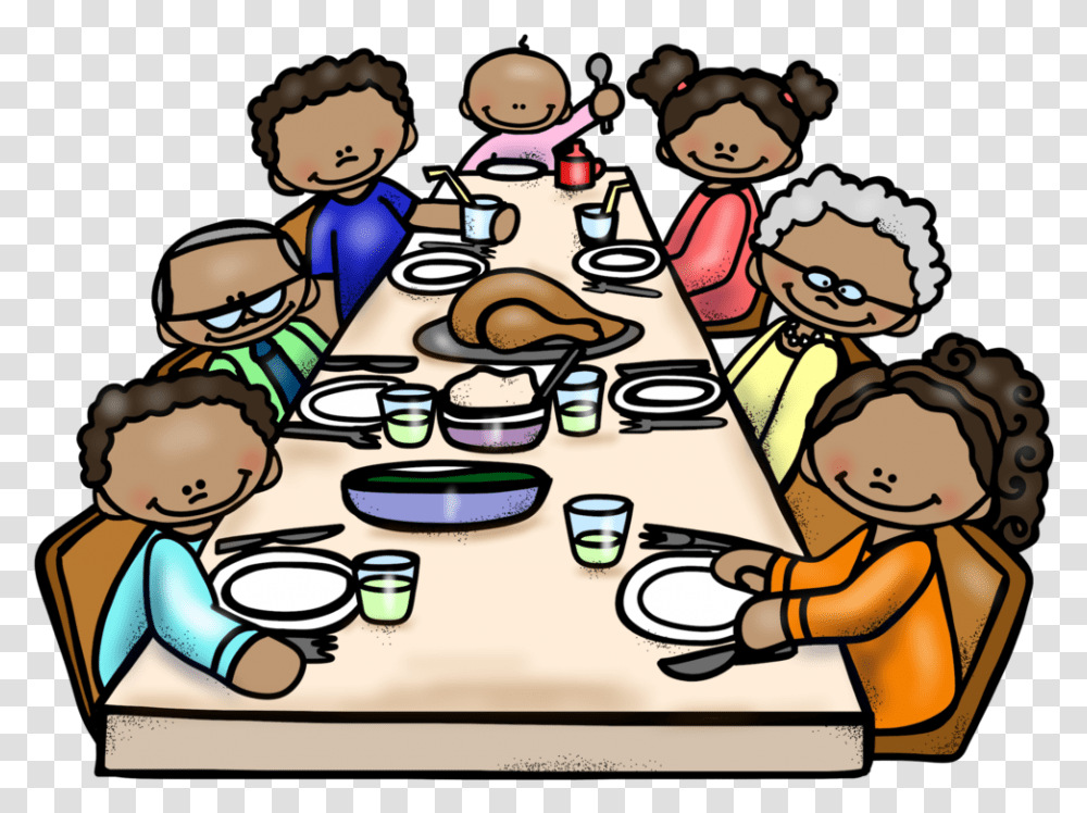 Feast Clipart Group Lunch Group Dinner Cartoon, Family, Cafeteria, Restaurant, Eating Transparent Png