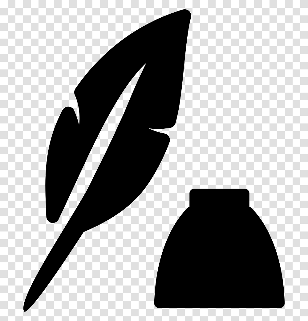 Feather And Ink Bottle Icono De Pluma Y Tinta, Silhouette, Arrow, Stencil Transparent Png