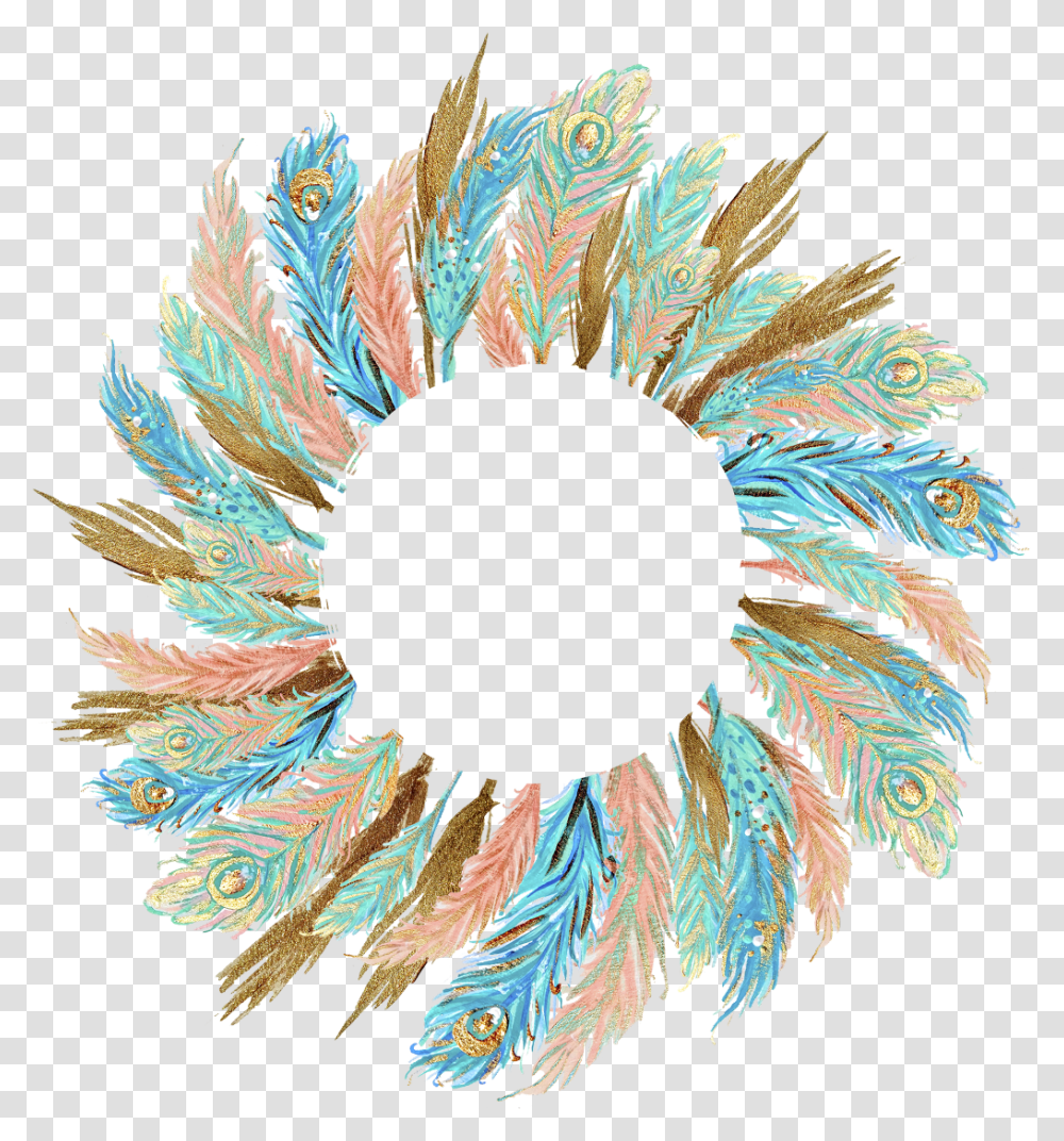 Feather Featherwreath Bohemian Boho Colourful Bohemian Background Feathers, Pattern, Painting, Ornament Transparent Png