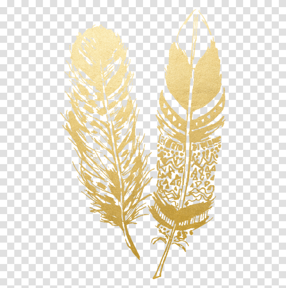 Feather Gold Feather, Leaf, Plant, Fern, Bird Transparent Png