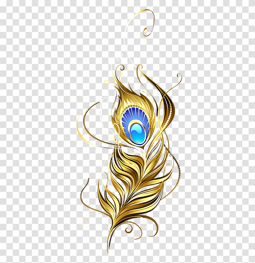 Feather Goldfeather Gold Peacock Peacockfeather Pluma De Pavo Real En, Floral Design, Pattern Transparent Png
