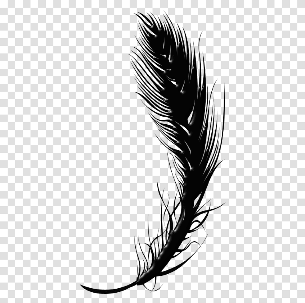 Feather Pen Clipart Feather Black And White, Light, Stage, Machine, Silhouette Transparent Png