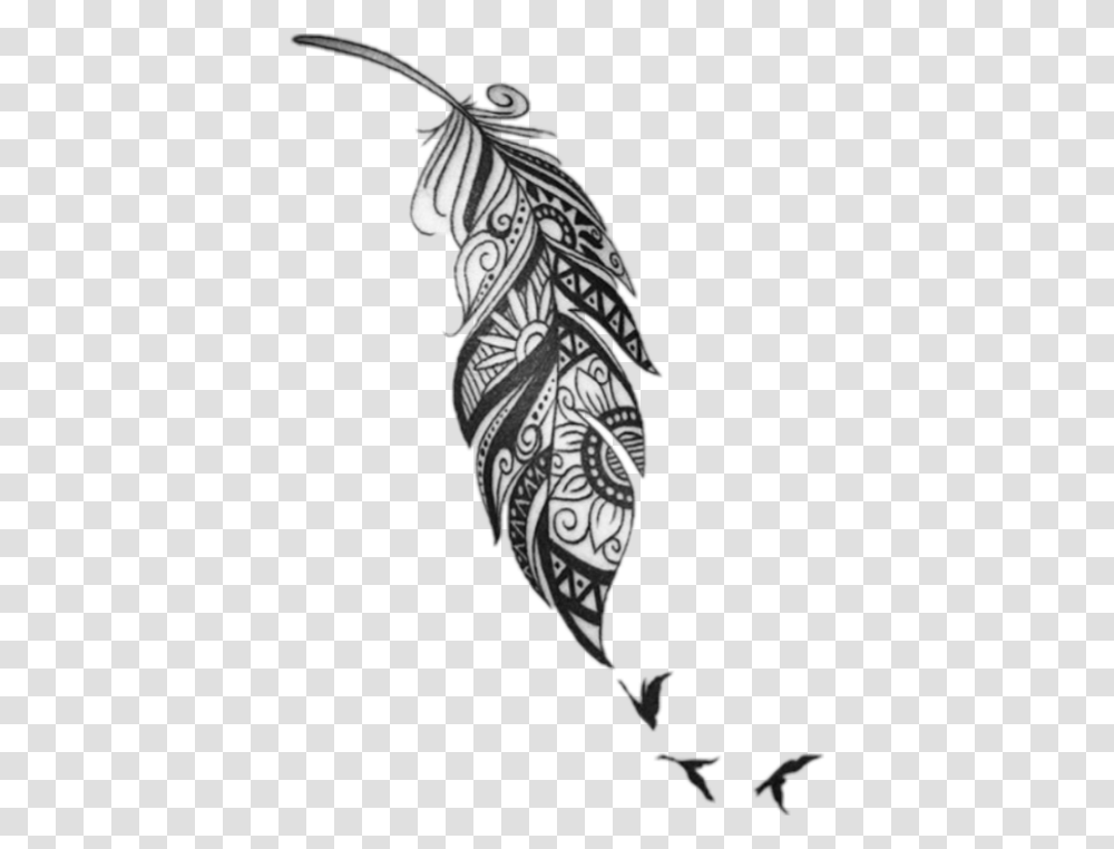 Feather Tattoo Designs On Leg Clipart Feather Tattoo Ideas, Pattern, Animal, Skin Transparent Png