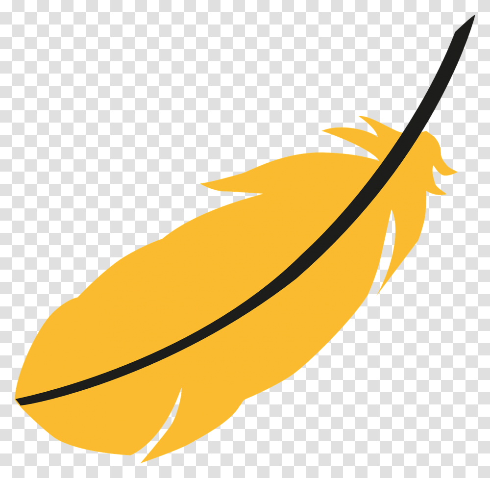 Feather Vector Yellow Feather Clipart, Banana, Fruit, Plant, Food Transparent Png