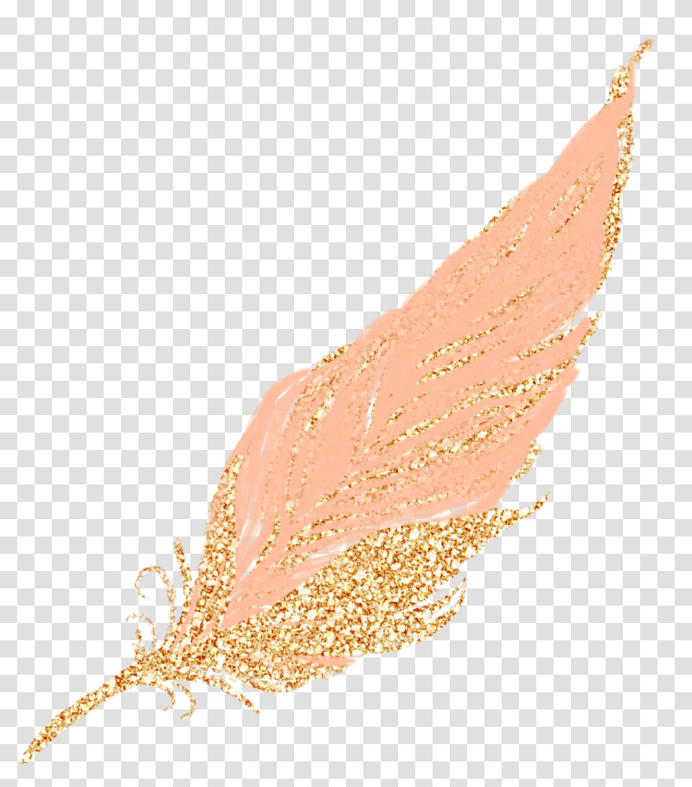 Feathers Clipart Rose Gold Gold, Plant, Root, Leaf, Fungus Transparent Png