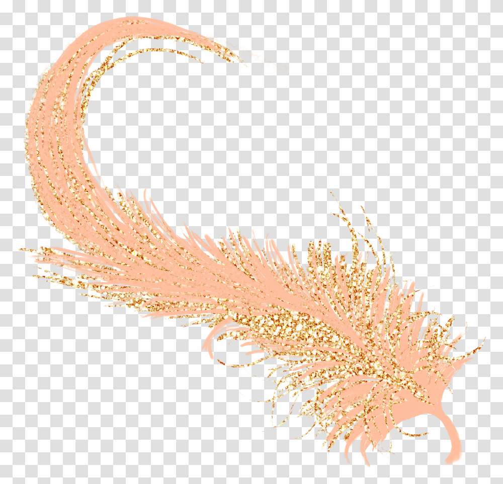Feathers Feather Pastel Golden Gold Rosegold Feather Pastel, Animal, Plant, Sea Anemone, Invertebrate Transparent Png