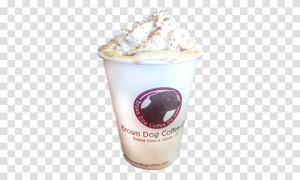 Featuring Brown Dog Coffee Eggnog Latte Brown Dog Coffee, Cream, Dessert, Food, Creme Transparent Png