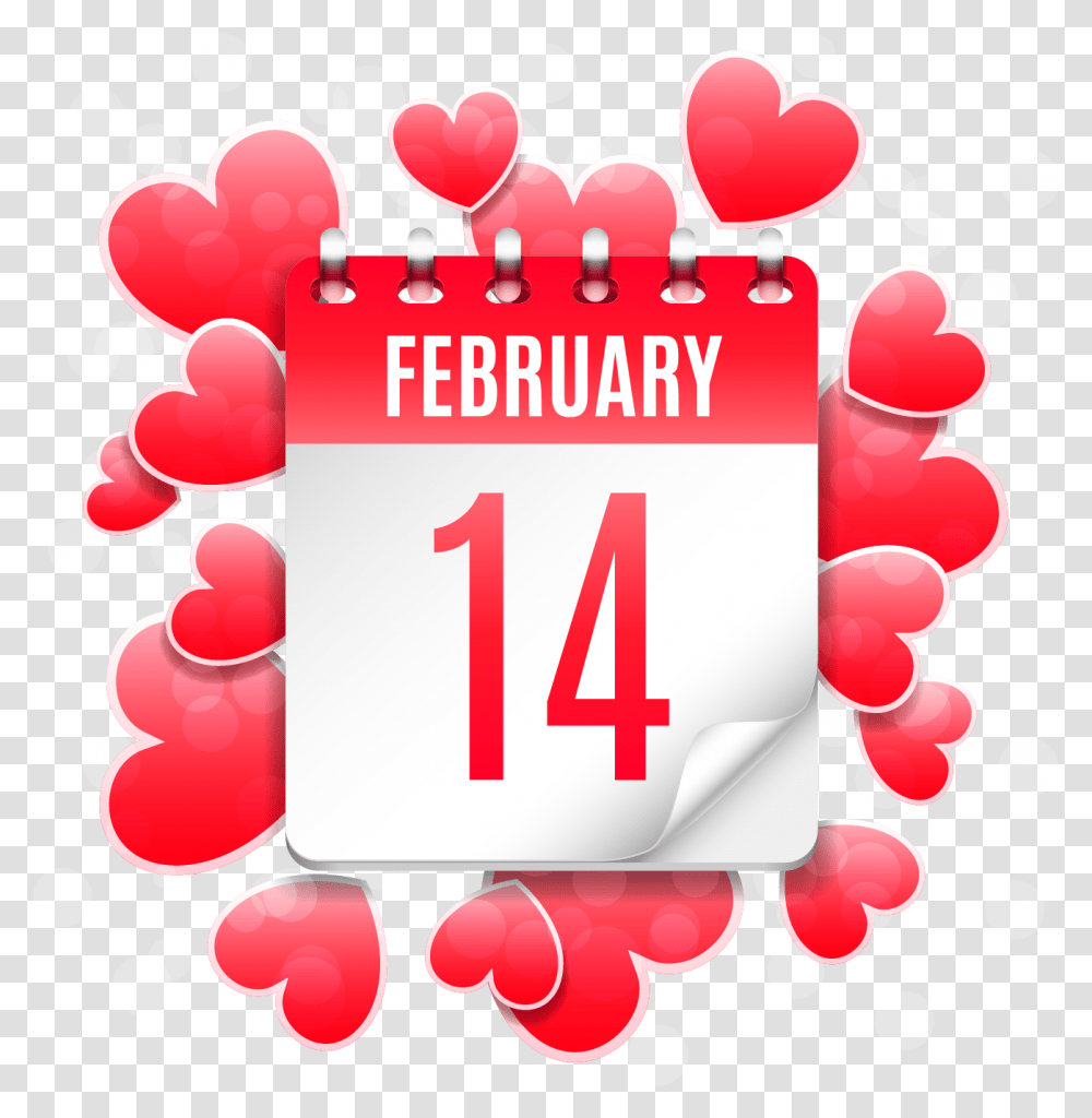 February 14 Clipart Freeuse Library Heart Valentines Day Feb, Number Transparent Png