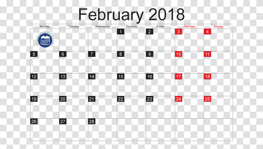 February 2018 Calendar Cute February Cute Calendar Many Days In February, Scoreboard Transparent Png