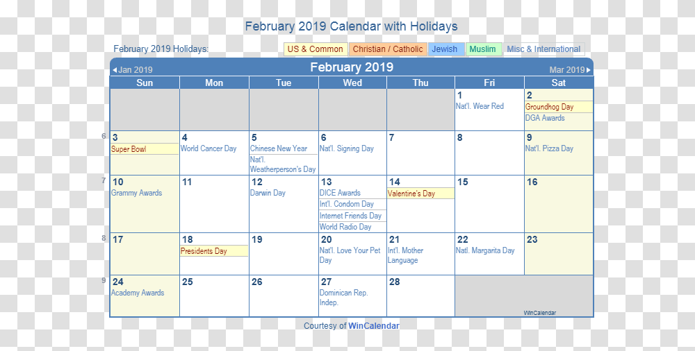 February 2019 Calendar With Holidays Printable July 2019 Holiday Calendar, Menu Transparent Png