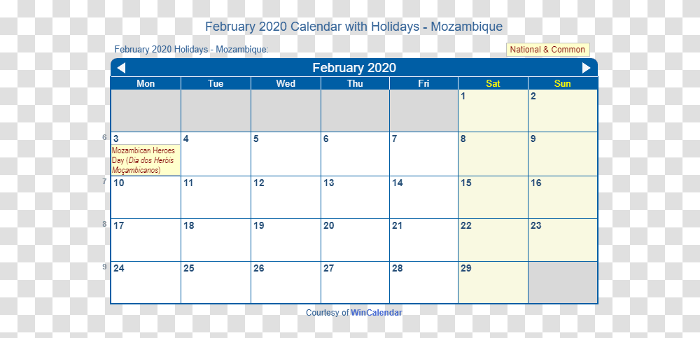February 2020 Calendar With Mozambique Holidays August 2019 Calendar With Holidays Singapore Transparent Png