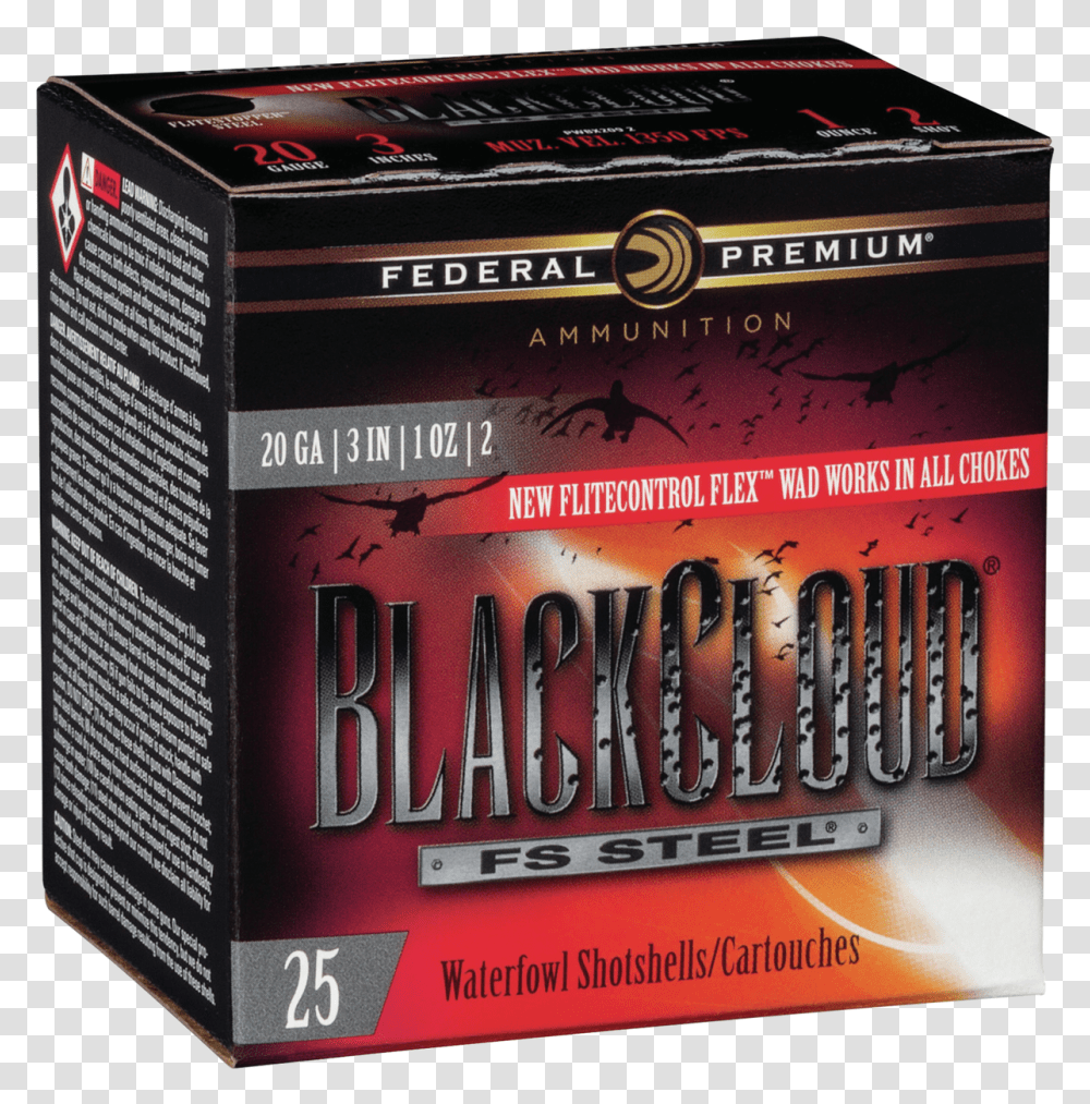 Federal Blackcloud 20 Ga 3 1oz 2 Shot 1350 Fps, Box, Bottle, Weapon, Weaponry Transparent Png