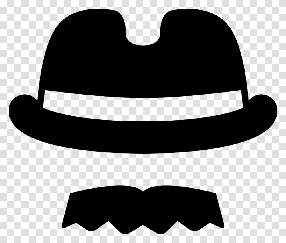 Fedora Hat And Moustache Fedora, Apparel, Cowboy Hat, Stencil Transparent Png