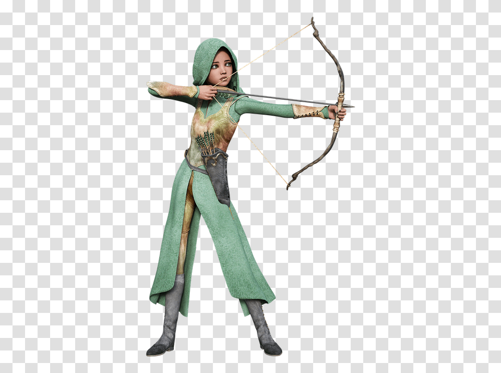 Fee Elf Arch Arrow Objectives Quiver Fairy Fae Woman Archer Silhouette, Archery, Sport, Bow, Person Transparent Png