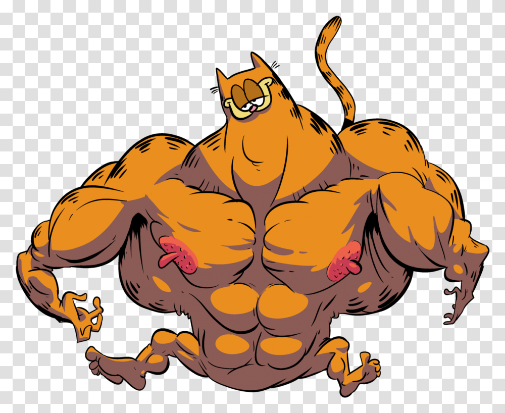 Feel The Explosive Might That Is Garfield Illustration, Plant, Hand, Food Transparent Png