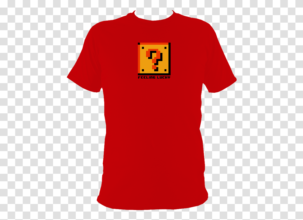 Feeling Lucky Block Red T Shirt Super Mario Question Block, Apparel, T-Shirt, Maroon Transparent Png