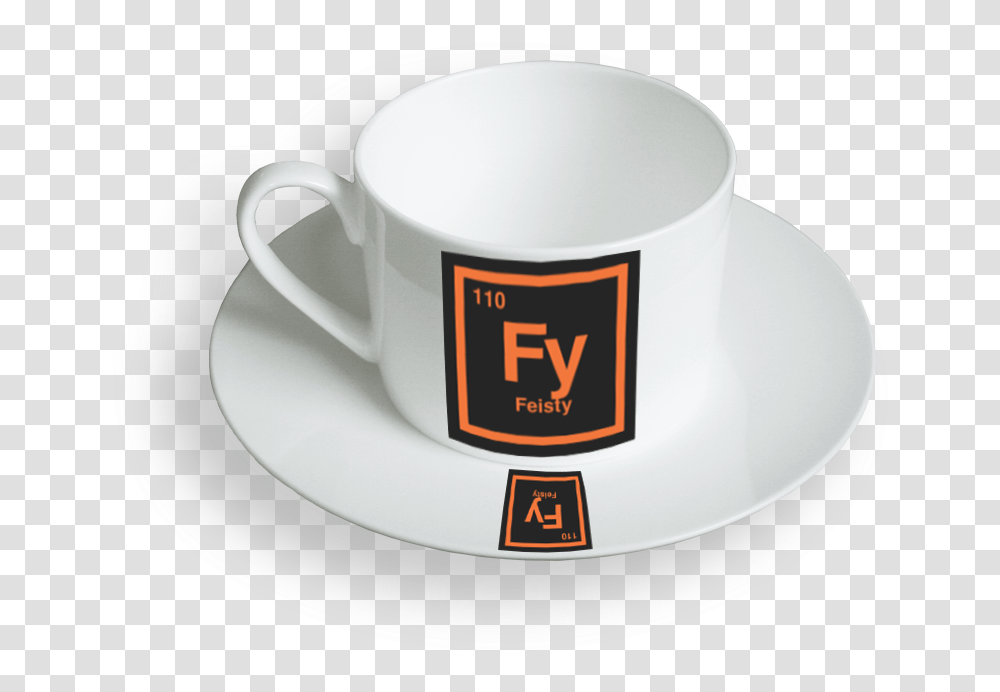 Feisty Coffee Cup And Saucer Coffee Cup, Pottery, Milk, Beverage, Drink Transparent Png
