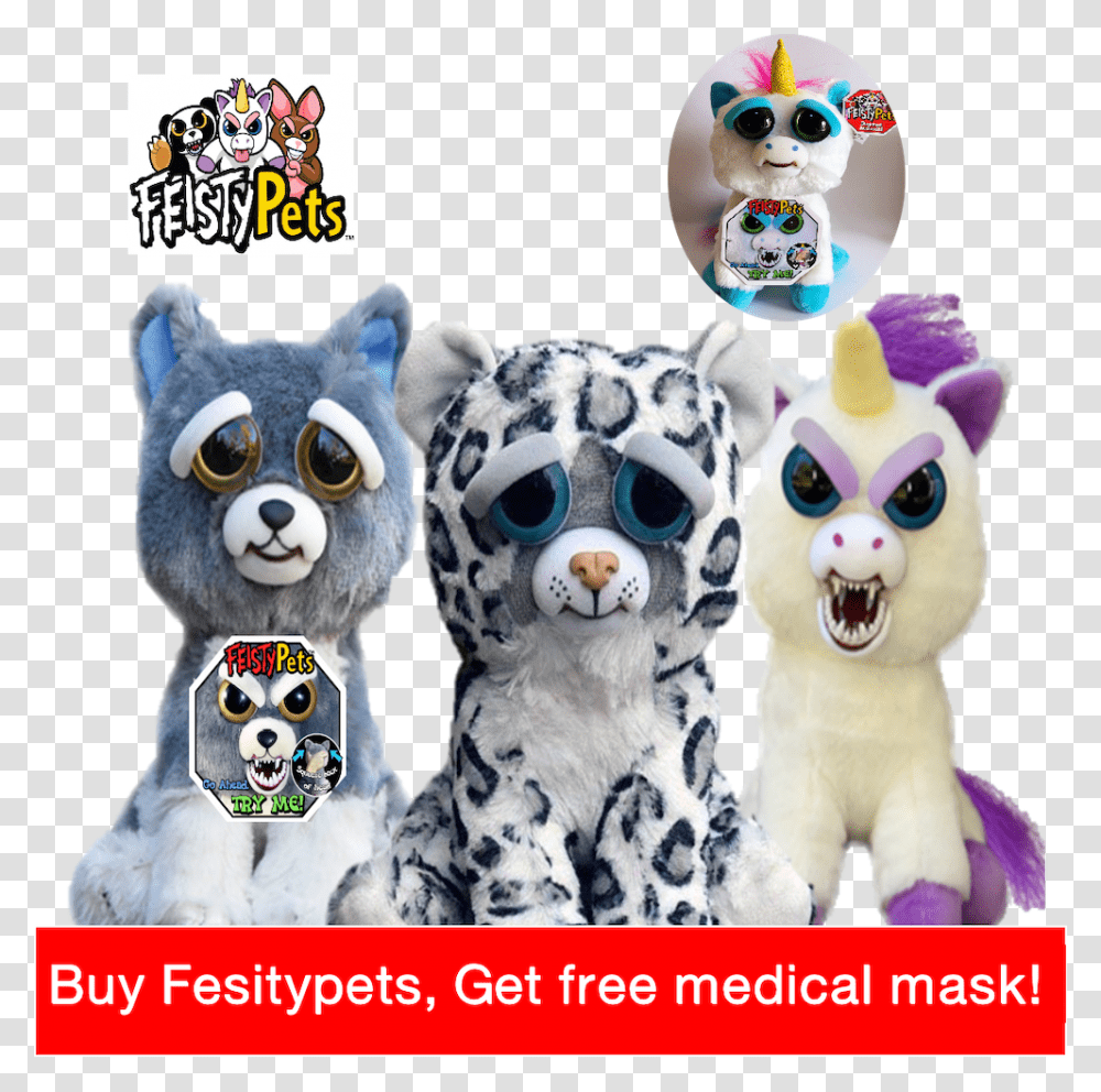 Feisty Pets Funny Face Changing Soft Feisty Pets Snow Leopard, Robot, Alien Transparent Png