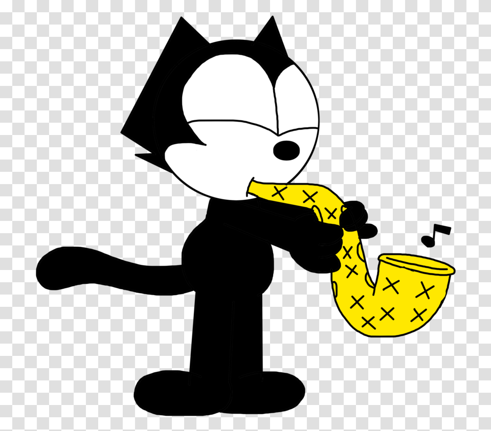 Felix Playing Saxophone By Felix The Cat Instrument, Cutlery, Floral Design Transparent Png