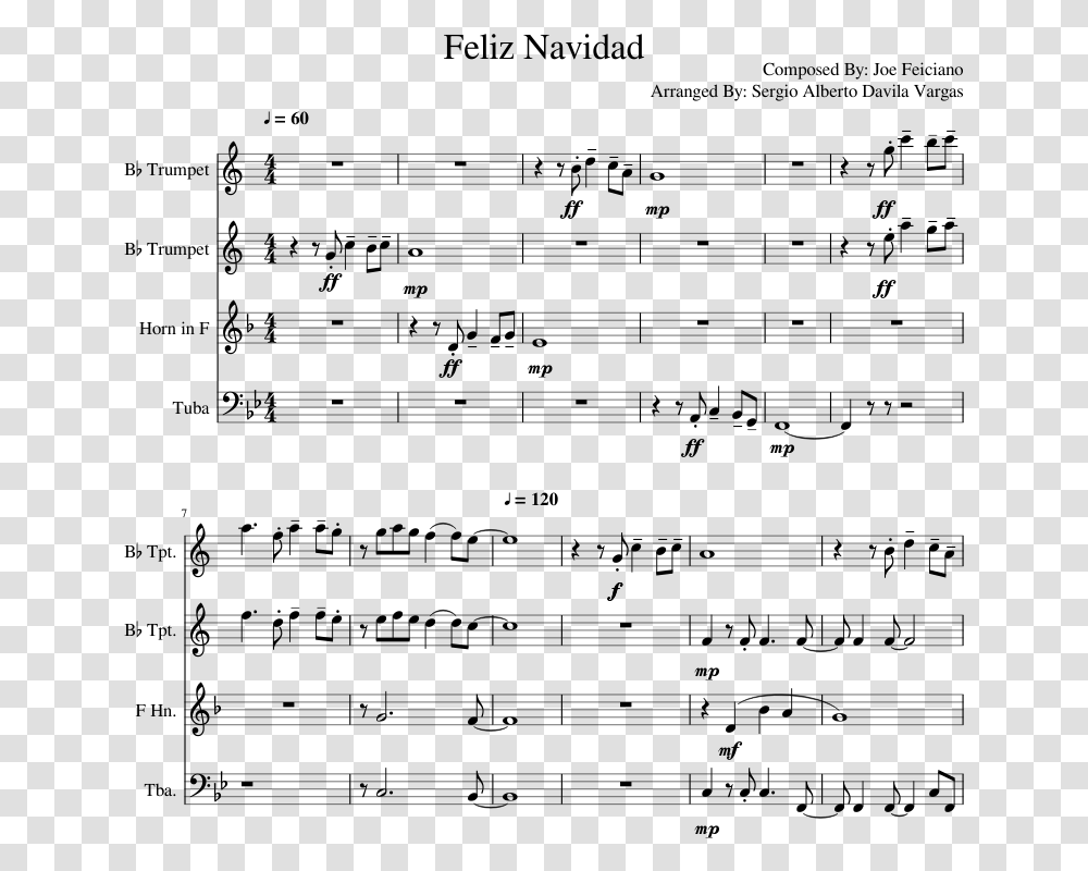 Feliz Trumpet Joy To The World French Horn Sheet Music, Gray, World Of Warcraft Transparent Png