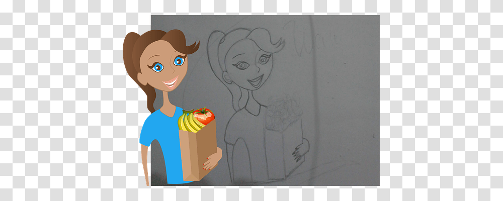 Female Person, Drawing, Cardboard Transparent Png