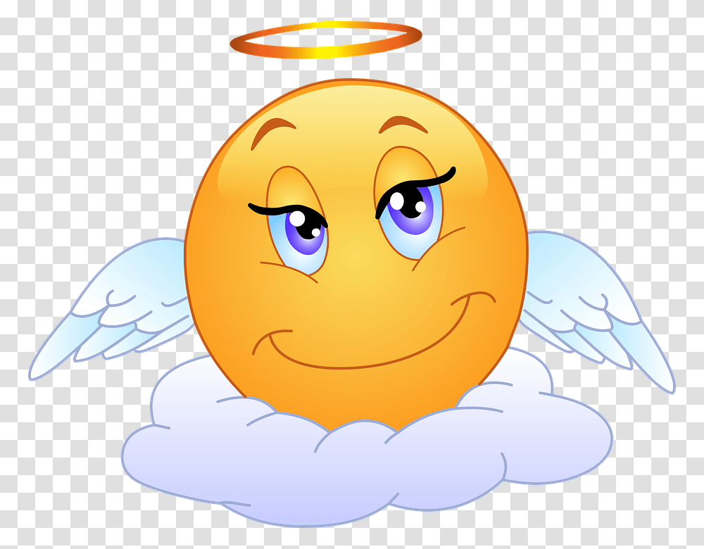 Female Angelic Halo Holy Wings Heaven Cloud Angel Emoticon, Animal, Mammal, Bird, Pet Transparent Png