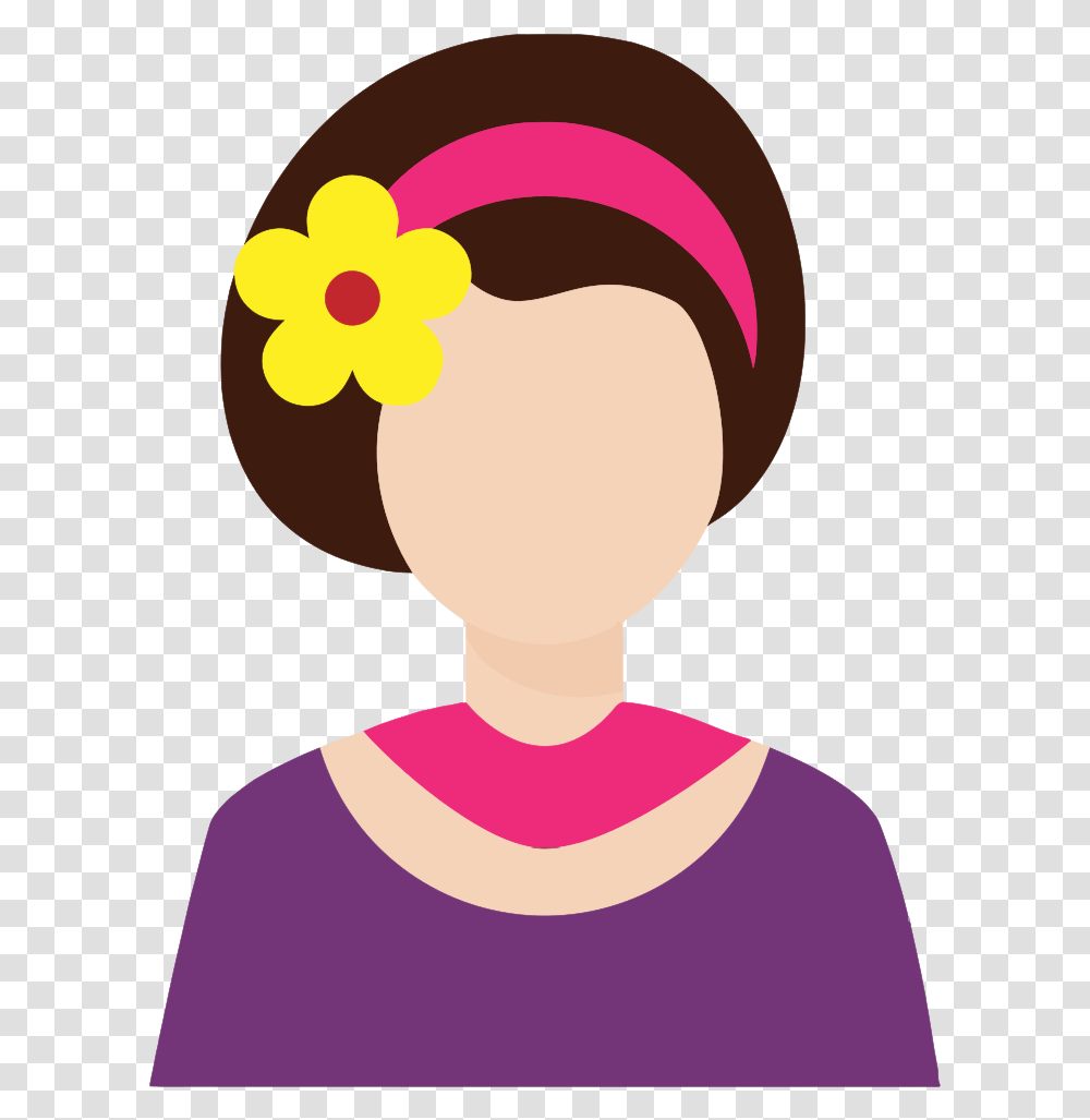 Female Avatar With Flower In Hair Clip Art Of Flower In Hair, Apparel, Hat, Headband Transparent Png