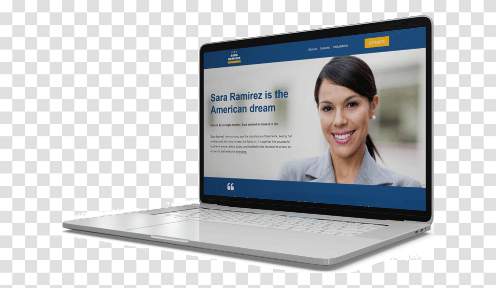 Female Candidate Political Website On A Laptop Netbook, Pc, Computer, Electronics, Person Transparent Png