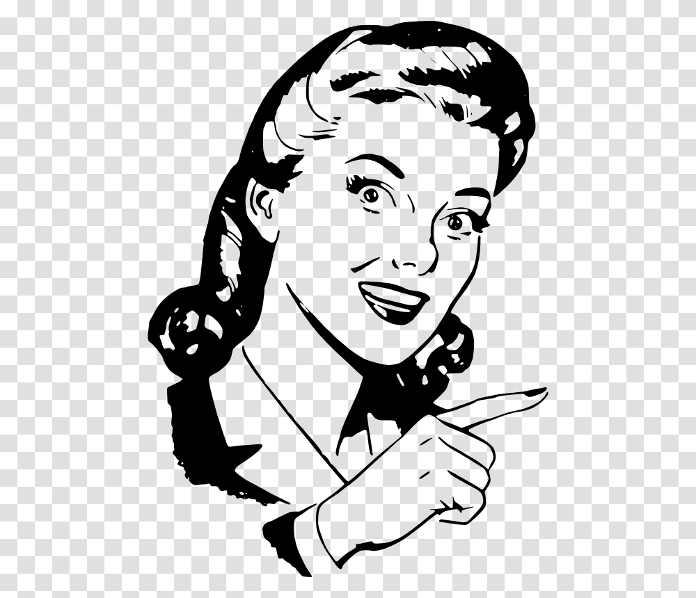 Female Clipart Black And White Woman Pointing Finger Clipart, Gray, World Of Warcraft Transparent Png