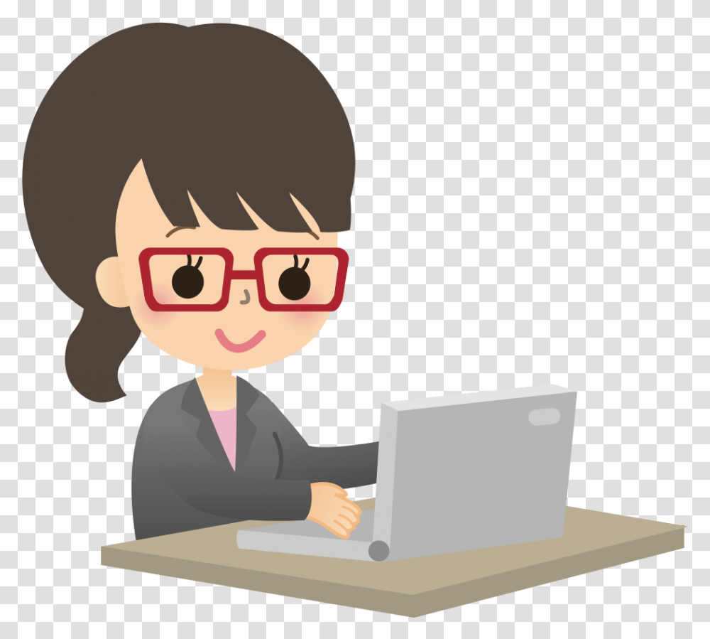 Female Computer User Female Computer Scientist Cartoon, Person, Pc, Electronics, Laptop Transparent Png