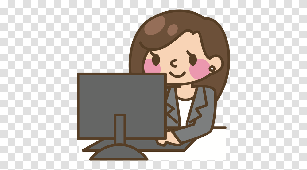 Female Computer User Vector Image, Outdoors, Screen, Electronics, Monitor Transparent Png