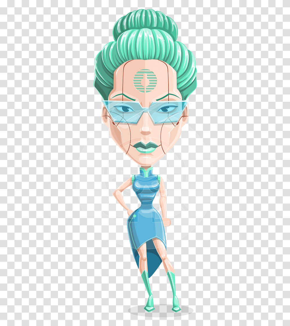 Female Cyborg Vector Cartoon Character Aka Tania, Face, Person, Bottle, Head Transparent Png