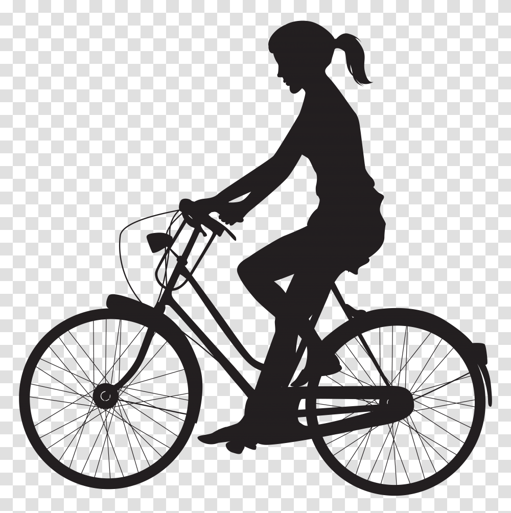 Female Cyclist Silhouette Clip Art, Cross, Stencil Transparent Png