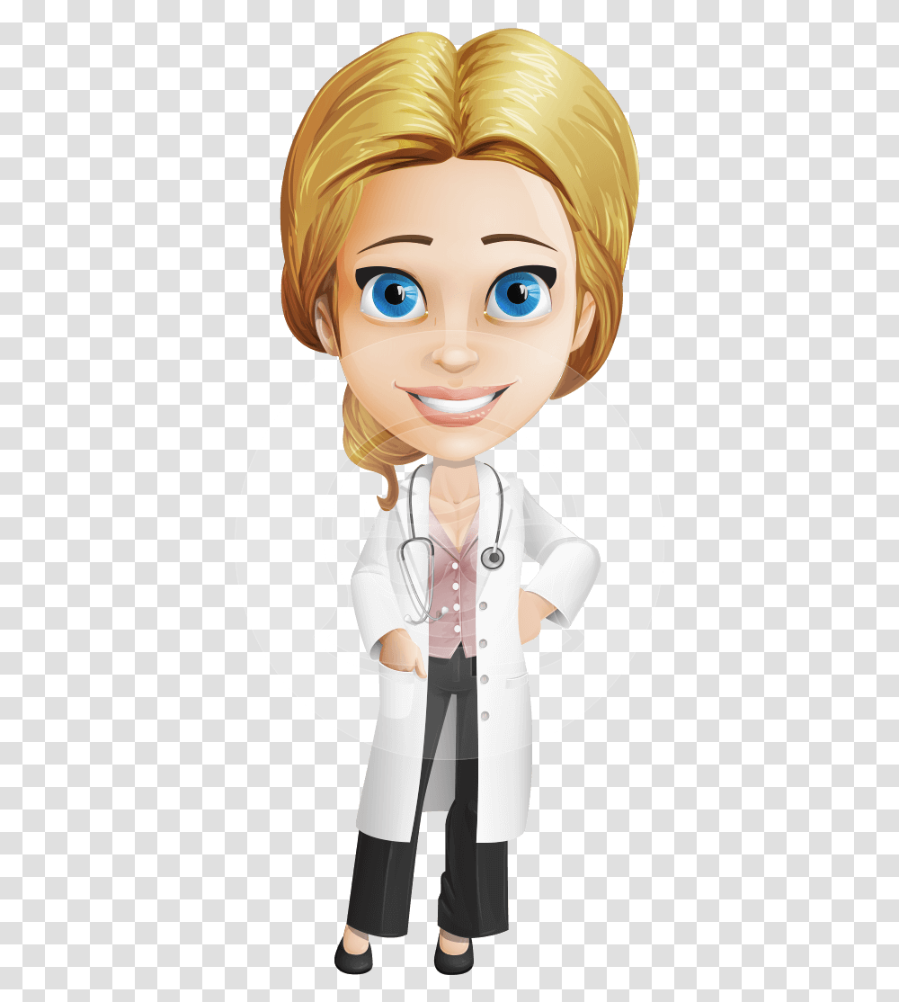 Female Doctor Cartoon, Person, Human, Doll, Toy Transparent Png