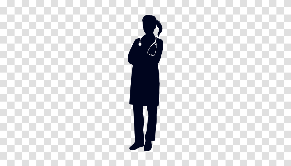 Female Doctor Silhouette, Standing, Person, Sleeve Transparent Png