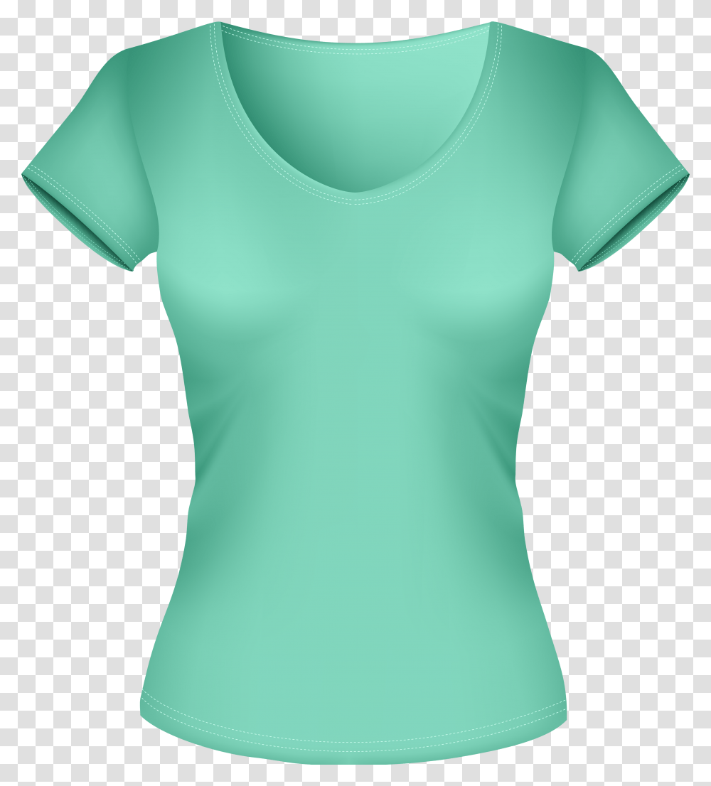 Female Green Shirt Clipart Female Shirt, Apparel, T-Shirt, Sleeve Transparent Png