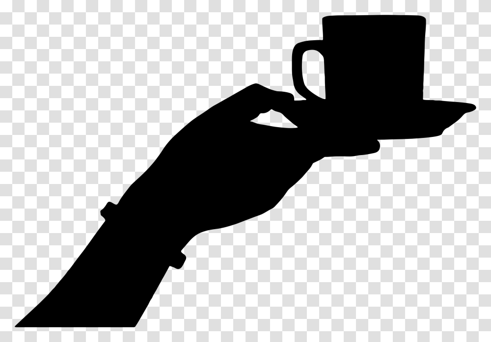 Female Hand Offering Cup Of Coffee Silhouette Of Women Drinking Tea, Gray, World Of Warcraft Transparent Png