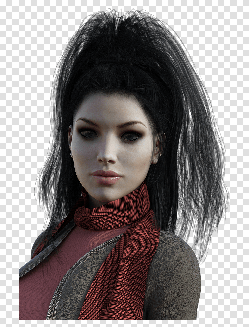 Female Models In Black Hair, Apparel, Person, Scarf Transparent Png